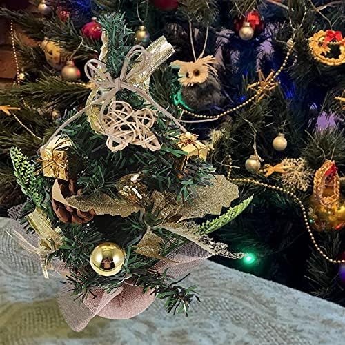 עץ חג המולד מיני של יארדווה | 11. 8 עץ חג מולד קטן עם בסיס שקית בד לשולחן שולחן שולחן קלאסי סדרה